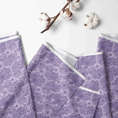Bacati - Floral Scroll Printed Purple 100 Percent Cotton Universal Baby US Standard Crib Or Toddler Bed Fitted Sheet 4 Bacati - Floral Scroll Printed Purple 100 Percent Cotton Universal Baby US Standard Crib Or Toddler Bed Fitted Sheet - Image 2