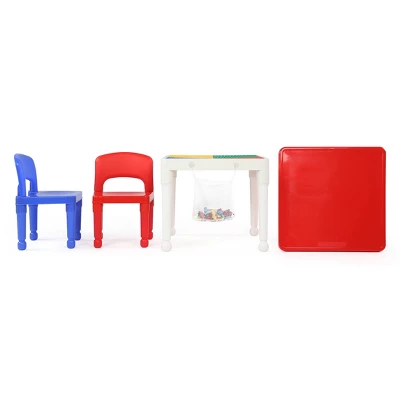 3pc 2 In 1 Square Activity Table With 2 Chairs Blue/Red - Humble Crew 4 3pc 2 In 1 Square Activity Table With 2 Chairs Blue/Red - Humble Crew - Image 2