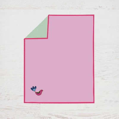 Bacati - Botanical Floral Birds Pink Multicolor 3 Pc Crib Bedding Set 4 Bacati - Botanical Floral Birds Pink Multicolor 3 Pc Crib Bedding Set - Image 2