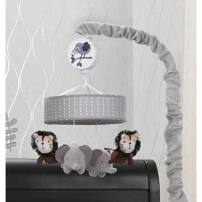 Lambs & Ivy Urban Jungle Gray/Brown Lion & Elephant Musical Baby Crib Mobile 4 Lambs & Ivy Urban Jungle Gray/Brown Lion & Elephant Musical Baby Crib Mobile - Image 2