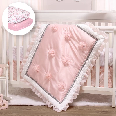 The Peanutshell Arianna Crib Bedding Set, Pink Floral, 4pc To 12 Pc, For Girls 10 The Peanutshell Arianna Crib Bedding Set, Pink Floral, 4pc To 12 Pc, For Girls - Image 8