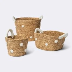 Braided Water Hyacinth With Tufted Embroidery Medium Round Storage Basket - Cloud Island™ 7 Braided Water Hyacinth With Tufted Embroidery Medium Round Storage Basket - Cloud Island™ -Baby Household Products GUEST a7bd05cd bca9 4965 97c1 315288e11582