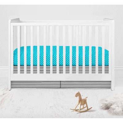 Bacati - Elephants Aqua/Lime/Gray 10 Pc Crib Bedding Set With Long Rail Guard Cover 9 Bacati - Elephants Aqua/Lime/Gray 10 Pc Crib Bedding Set With Long Rail Guard Cover - Image 7