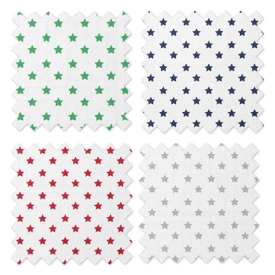 Bacati - Stars Boys Swaddling Muslin Blankets Of 4 (Navy,Green, Red,Gray) 6 Bacati - Stars Boys Swaddling Muslin Blankets Of 4 (Navy,Green, Red,Gray) - Image 4