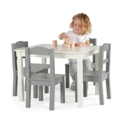5pc Kids' Wood Table And Chair Set White/Gray - Humble Crew -Baby Household Products GUEST b250b1e5 b6d0 4843 bd95 97df8b0d8c7e