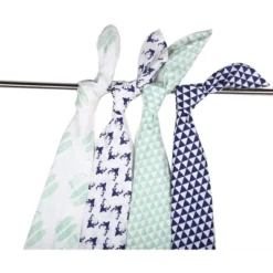 Bacati - Noah Mint/Navy Buck/Feathers/Triangles Muslin Swaddling Blankets Set Of 4 7 Bacati - Noah Mint/Navy Buck/Feathers/Triangles Muslin Swaddling Blankets Set Of 4 -Baby Household Products GUEST b3ae9382 c3b7 4e7a a8bf 591dd60f23e8