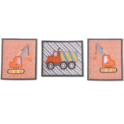 Bacati - Construction Yellow Orange Blue Gray 10 Pc Crib Bedding Set With Long Rail Guard Cover 12 Bacati - Construction Yellow Orange Blue Gray 10 Pc Crib Bedding Set With Long Rail Guard Cover - Image 10