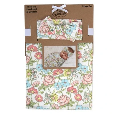 Baby Essentials Wild Floral Swaddle Blanket And Headband Set 3 Baby Essentials Wild Floral Swaddle Blanket And Headband Set