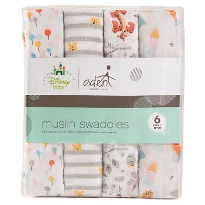 Aden By Aden + Anais Muslin Swaddle Blankets Disney - 4pk 3 Aden By Aden + Anais Muslin Swaddle Blankets Disney - 4pk