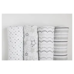 SwaddleDesigns Cotton Muslin Swaddle Blankets - Starshine Shimmer - 4pk - Sterling Gray 14 SwaddleDesigns Cotton Muslin Swaddle Blankets - Starshine Shimmer - 4pk - Sterling Gray -Baby Household Products GUEST bc515527 d610 4518 8c2d c543e3312e20