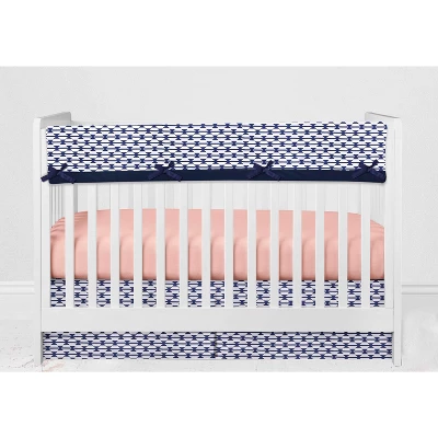 Bacati - Emma Coral Mint Navy 10 Pc Crib Bedding Set With Long Rail Guard Cover 9 Bacati - Emma Coral Mint Navy 10 Pc Crib Bedding Set With Long Rail Guard Cover - Image 7