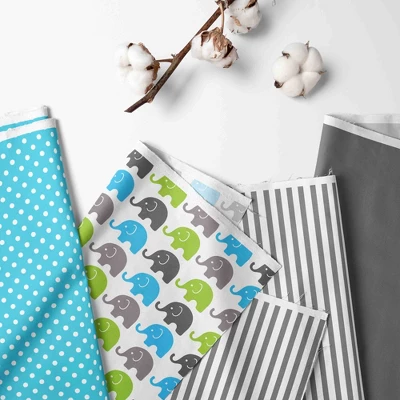 Bacati - Elephants Aqua/Lime/Gray 4 Pc Crib Bedding Set With Diaper Caddy 3 Bacati - Elephants Aqua/Lime/Gray 4 Pc Crib Bedding Set With Diaper Caddy