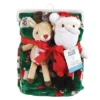 Hudson Baby Unisex Baby Plush Blanket With Toy, Rudolph And Santa, One Size