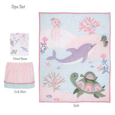 Lambs & Ivy Sea Dreams 3-Piece Dolphin/Turtle Nautical Baby Crib Bedding Set 11 Lambs & Ivy Sea Dreams 3-Piece Dolphin/Turtle Nautical Baby Crib Bedding Set - Image 9