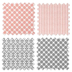 Bacati - Ikat Coral/Gray Dots/Stripes Swaddling Muslin Blankets Set Of 4 -Baby Household Products GUEST c7830b14 c597 4c87 99e5 bbe6600e6218