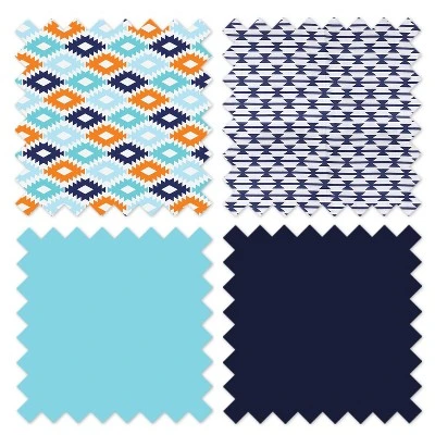 Bacati - Aztec Print Liam Aqua Orange Navy 4 Pc Toddler Bedding Set 7 Bacati - Aztec Print Liam Aqua Orange Navy 4 Pc Toddler Bedding Set - Image 5