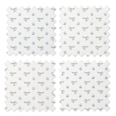 Bacati - Happy Monkeys Blue/Green/Gray Boys Muslin Swaddling Blankets Set Of 4 6 Bacati - Happy Monkeys Blue/Green/Gray Boys Muslin Swaddling Blankets Set Of 4 - Image 4