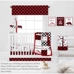 Bacati - Lumberjack Red Black Gray 10 Pc Crib Bedding Set With 2 Crib Fitted Sheets 14 Bacati - Lumberjack Red Black Gray 10 Pc Crib Bedding Set With 2 Crib Fitted Sheets -Baby Household Products GUEST d50a4f09 468e 4675 9396 1f47ebc275c4