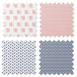 Bacati - Olivia Coral/Navy Muslin Buck/Feathers/Triangles Swaddling Blankets Set Of 4 -Baby Household Products GUEST d555310c 0a9a 41ab 9c30 dd5c7fa04bf4