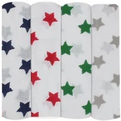 Bacati - Stars Boys Swaddling Muslin Blankets Of 4 (Navy,Green, Red,Gray) 8 Bacati - Stars Boys Swaddling Muslin Blankets Of 4 (Navy,Green, Red,Gray) -Baby Household Products GUEST d944c2e4 32f7 45bc 8c9b 4d902d1ce2aa