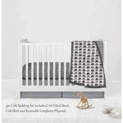 Bacati - Elephants White/Gray 3 Pc Crib Bedding Set 9 Bacati - Elephants White/Gray 3 Pc Crib Bedding Set -Baby Household Products GUEST da02354f 9a62 4241 9a47 0323b695eb01
