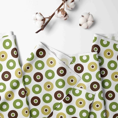 Bacati - Mod Dots Green/Yellow/Choc Crib/Toddler Bed Skirt 4 Bacati - Mod Dots Green/Yellow/Choc Crib/Toddler Bed Skirt - Image 2