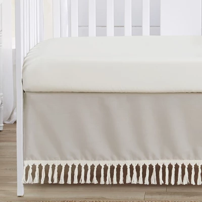 Sweet Jojo Designs Boy Or Girl Gender Neutral Unisex Baby Crib Bedding Set - Boho Fringe Taupe Linen Collection 4pc 5 Sweet Jojo Designs Boy Or Girl Gender Neutral Unisex Baby Crib Bedding Set - Boho Fringe Taupe Linen Collection 4pc - Image 3