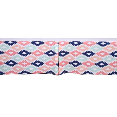 Bacati - Emma Aztec Print Kilim Coral/Mint/Navy Crib/Toddler Bed Skirt.. 4 Bacati - Emma Aztec Print Kilim Coral/Mint/Navy Crib/Toddler Bed Skirt.. - Image 2