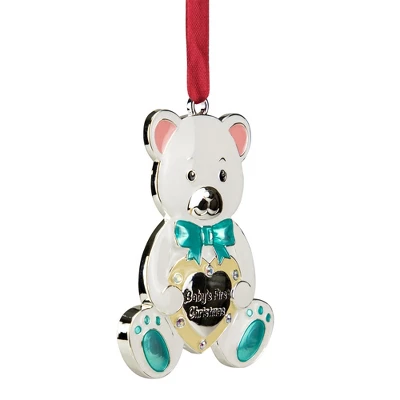 Northlight 3" Pastel Silver Plated Bear Baby's First Christmas Ornament With European Crystals 5 Northlight 3" Pastel Silver Plated Bear Baby's First Christmas Ornament With European Crystals - Image 3