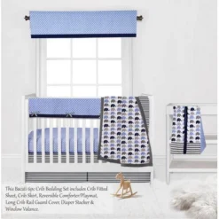 Bacati - Elephants Blue/Navy/Gray 6 Pc Crib Bedding Set With Long Rail Guard Cover 15 Bacati - Elephants Blue/Navy/Gray 6 Pc Crib Bedding Set With Long Rail Guard Cover -Baby Household Products GUEST e32c009d a981 440b 93af 471c90b2d270