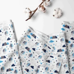 Bacati - Woodlands Aqua Navy Gray Boys Cotton 3 Pc Toddler Sheet Set