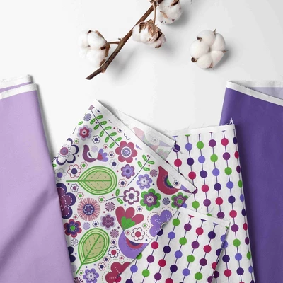 Bacati - Botanical Floral Birds Purple Multicolor 3 Pc Crib Bedding Set 3 Bacati - Botanical Floral Birds Purple Multicolor 3 Pc Crib Bedding Set