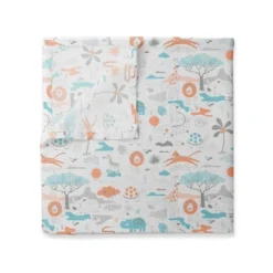 Bacati - Jungle Safari Boys Aqua/Orange Muslin 8 Pc Crib Bedding Set With 2 Swaddling Blankets 13 Bacati - Jungle Safari Boys Aqua/Orange Muslin 8 Pc Crib Bedding Set With 2 Swaddling Blankets -Baby Household Products GUEST e498ce80 31a8 4482 a084 db031a460ae5