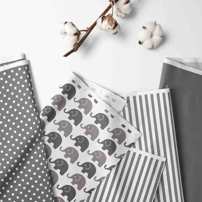 Bacati - Elephants White/Gray 3 Pc Crib Bedding Set 3 Bacati - Elephants White/Gray 3 Pc Crib Bedding Set