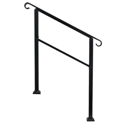 JOMEED UP040 1, 2, Or 3 Step Wrought Iron Transitional Entrance Handrail With Hardware For Outdoor Spaces, Walkways, Patios, And More, Black 4 JOMEED UP040 1, 2, Or 3 Step Wrought Iron Transitional Entrance Handrail With Hardware For Outdoor Spaces, Walkways, Patios, And More, Black - Image 2