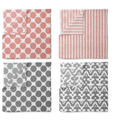 Bacati - Ikat Dots Stripes Coral Grey Muslin Girls 8 Pc Crib Set With Crib Rail Guard -Baby Household Products GUEST f08736f6 6b7d 4a6c 8585 da0e041064a5