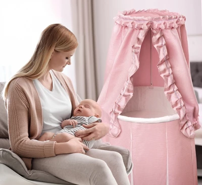 Badger Basket Empress Round Baby Bassinet With Canopy 3 Badger Basket Empress Round Baby Bassinet With Canopy